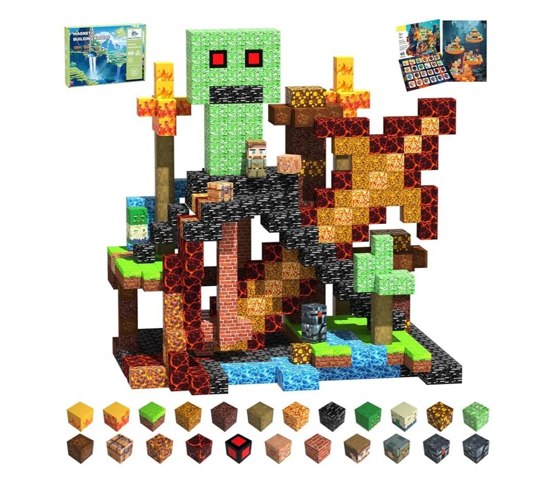 Magnetic Blocks Building Toys for Kids, 48 PCS Magnetic Blocks for Kids Ages 4-8, Magnet Cubes, STEM Sensory Toys for Boys & Girls, Christmas Birthday Gifts for Kid Ages 3+