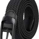 Plus Size 43'' to 75'' Mens Elastic Stretch Belts Big and Tall Belt (Black)