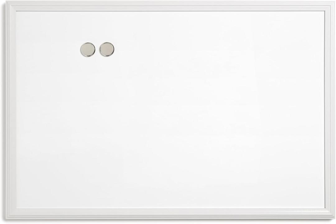 U Brands Farmhouse Board, Dry Erase White Board with White Frame, Office Supplies, Includes Magnets, 20 x 30 (2993U00-04)