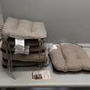 Chair Cushions for Dining Chairs Set of 6, Kitchen Chair Cushions, Chair Pads with Ties and Non Slip Backing, Tufted Memory Foam Seat Cushion 6 Pack, 15.5" x 15.5" x 4", Khaki