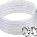 DAVCO 1" ID - 10 ft Heavy Duty Braided Clear Plastic Vinyl Tubing with 2 Stainless Clamps, Flexible High Pressure Reinforced PVC Plastic Tube Hose, Non-toxic, BPA Free