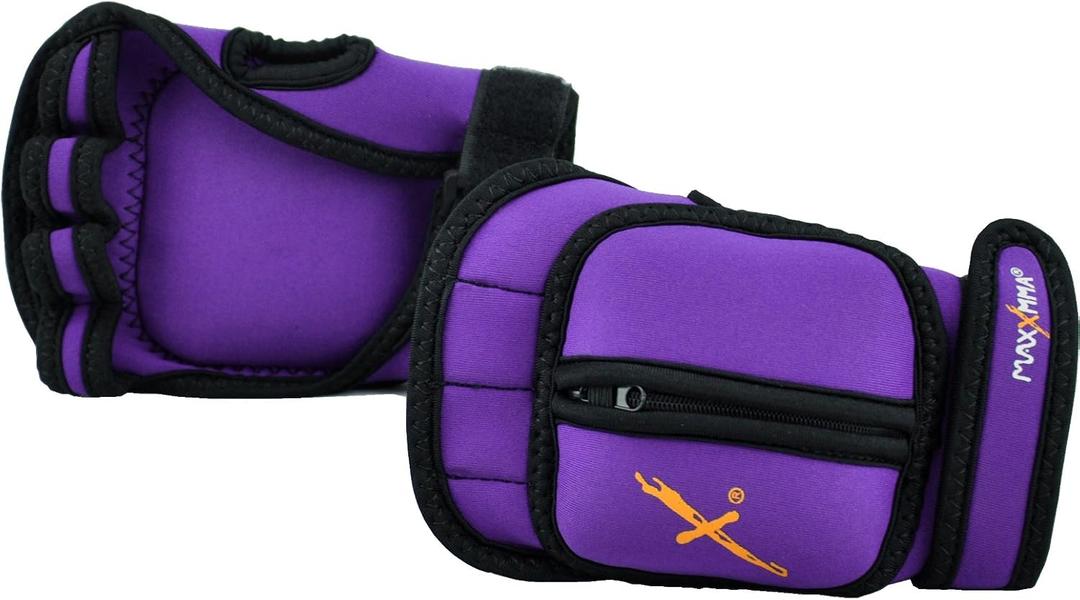 MaxxMMA Adjustable Weighted Gloves, 2 lb. Set - Removable Weight (2 x 0.5 lb. Each Glove) for Sculpting MMA Kickboxing Cardio Aerobics Hand Speed Coordination Shoulder Strength (Black)