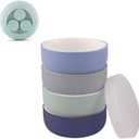 Elk and Friends Kids Porcelain Bowls with Silicone Suction Sleeves | Lids Included | Suitable for Babies/Toddlers | Microwave & Dishwasher Safe | Stay Put Dinnerware | Snack Dishes | 4 Pack