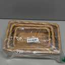 Natural Rattan Fruit Storage Baskets Rectangular Woven Wicker Box for Key Holder Remote Stackable Natural, Set of 3