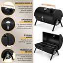 Joyfair Portable Charcoal Grill Set, Small Tabletop Barbecue Grill with Accessories Tools for Outdoor Camping BBQ Grilling Backyard Party Cooking, Heavy Duty & Innovative Design, Thermometer & Chimney