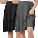 Zando Girls 2 Pack A Line Grey Skirt with Shorts | Knee Length Black Uniform Skirts&Skorts for Girls Athletic Modest | Back to School Outfits for Playtime Kids , Dark Grey , 8 Years