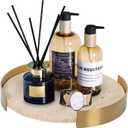 Travertine Tray, Round Marble Vanity Bathroom Countertop Tray, Ceramic Decorative Trays for Coffee Table (S)