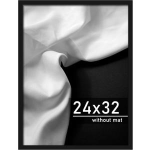 Picrit 24x32 Poster Frame, Black Engineered Wood Picture Frame for Horizontal or Vertical Wall Mounting and Displaying Artwork Photos, 1 Pack
