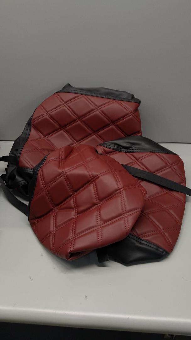 NOKINS 3 PCS Golf Cart Seat Covers Kit, Front and Rear Seat Covers Fits Club Car Precedent Standard Seat Cushion, Club Car Vinyl Seat Covers Accessories, No Staples Burgundy