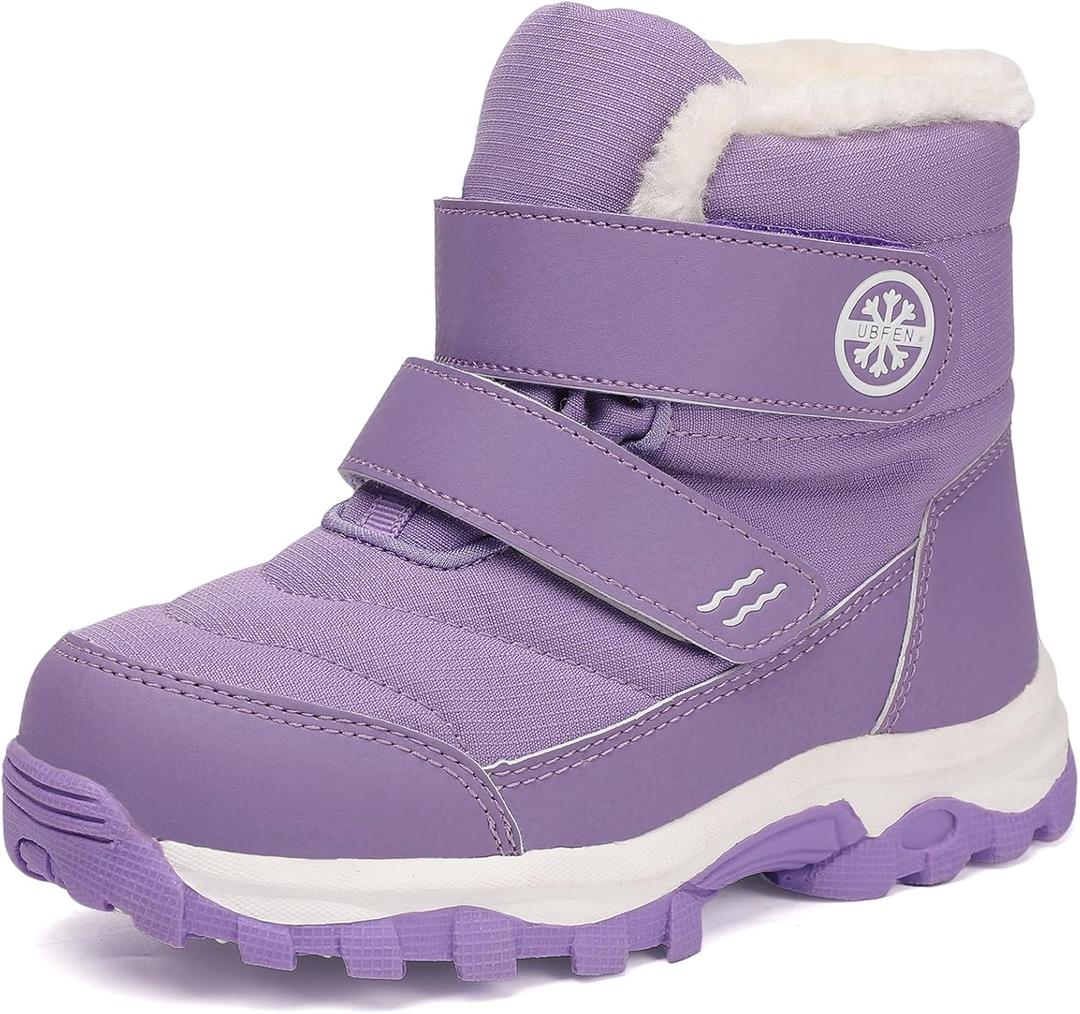 UBFEN Kids Snow Boots Boys Girls Winter Warm Waterproof Outdoor Slip Resistant Cold Weather Unisex Shoes (Toddler/Little Kid/Big Kid) (F/Light Purple)