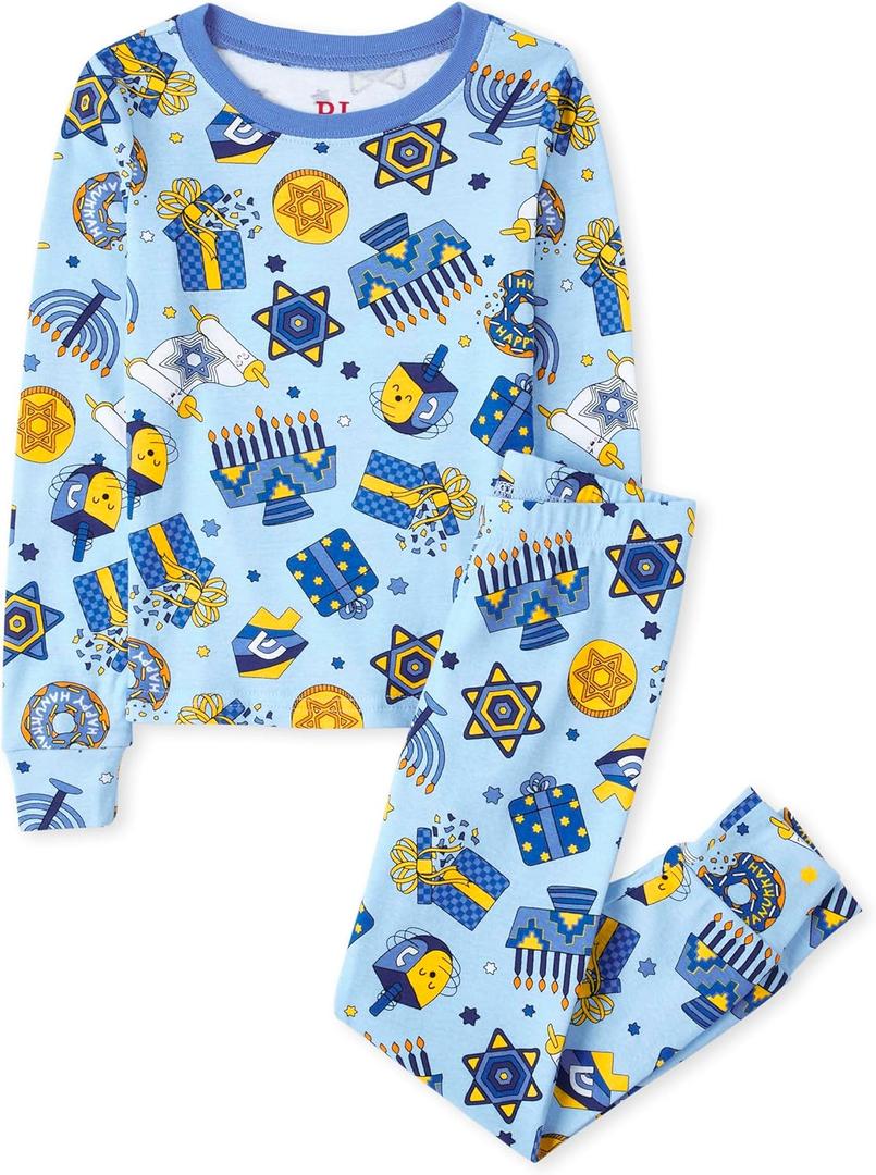 The Children's Place unisex-baby Family Matching, Christmas and Holiday Pajama Sets, Cotton (5, Hanukkah Allover)