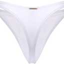 RELLECIGA Women's Thong Bikini Bottom (Medium, White)