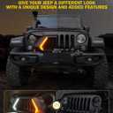 Xprite Front Grill Compatible with 2007-2018 Jeep Wrangler JK JKU, Unique Patented Design Grille w/Running and Turn Signals Light, Matte Black