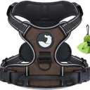 Joytale No Pull Dog Harness Medium Sized Dog, Reflective Pet Vest with Front Clip, Adjustable Soft Padded Harnesses with Easy Control Handle for Training and Walking, Brown, M