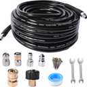 Sewer Jetter Kit for Pressure Washer 4000 PSI Drain Cleaner Hose 1/4 Female NPT,Button Nose,Pressure Washer Adapter,Button Hose Sewer Jetting Nozzle Pearl Corsage Pin Waterproof Tape with 2 Spanner