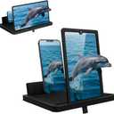 Screen Magnifier for Cell Phone with Adjustable Stand, Foldable Phone Screen Magnifier for Movies & Videos, Hands-Free Viewing, Compatible with All Smartphones (Black, 10'')