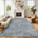 ROYHOME Area Rug 9x12 Living Room Rug Non Slip Modern Bedroom Stain Resistant Dining Room Throw Rug Geometric Area Rug Low Pile Untra Soft Contemporary Accent Carpet for Home Office, Dark Grey