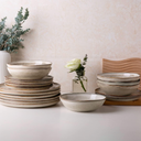 AmorArc Ceramic Dinnerware Sets,Handmade Reactive Glaze Stoneware Plates and Bowls Sets,Highly Scratch Resistant | Dishwasher & Microwave Safe Dishes Set,Service for 4 (12pc)