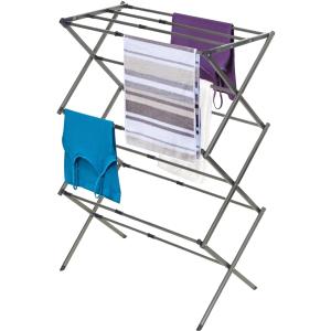 BLACK+DECKER 3 Tier Expandable Collapsing Foldable Laundry Rack for Air Drying Clothing, Space Saving Heavy Duty Lightweight Metal Drying Rack(Silver)