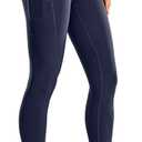 Yoga Pants with Pockets for Women - Leggings with Pockets High Waisted Tummy Control Non See-Through Workout Pants (Small, Navy)