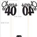 4 x Gexolenu Cheers to 40, 10 Pack Double-Sided Black Glitter 40th Birthday Centerpieces for Tables, 40th Birthday Table Toppers Party Centerpiece Sticks Party Supplies