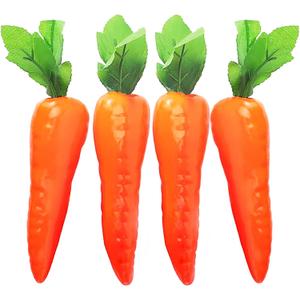 4 Pcs Artificial Fake Vegetables Carrots Decor - Faux Lifelike Simulation Plastic Carrot for Home House Kitchen Party Decoration - Artificial Vegetable Fake Carrots