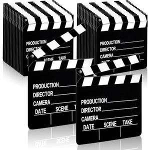 Jecery 20 Pcs Movie Film Clap Board 7 x 8 Inch Clapboard Directors Clapper Clapboard Movie Night Party Decorations Writable Cut Action Scene Board Centerpiece for Photo Prop (Black)