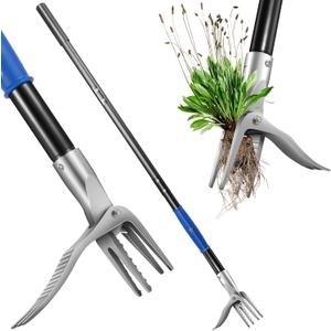 sancat 50 Weed Puller Tool for Crabgrass, Dandelion etc,Stand Up Weeder with Easy-Eject Mechanism, Steel Handle, Steel Claw,Garden Weed Remover Tool Without Bending, Pulling,Kneeling.