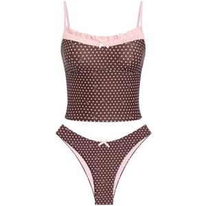seamoly Women’s Cute Tankini Set Gingham Two Piece Swimsuits with Bow Back Tie Side Bottom Size L