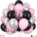 Black and Pink Balloons, 60pcs 12Inch Black and Pink Silver Balloons,Metal Silver and Confetti Balloon for Graduation Birthday Baby Shower Anniversary Wedding Bridal Shower Party Decoration