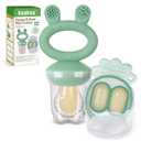 Haakaa Baby Fruit Food Feeder & Mini Freezer Nibble Tray Combo, Breastmilk Popsicle Molds for Cooling Relief, BPA Free Silicone Feeder for Safe Infant Self Feeding, 4 Month+ (Pea Green)