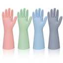 Rubber Kitchen Dishwashing Gloves - 4 Pairs Reusable Household Cleaning Gloves, Flexible and Durable & Non-slip Cleaning Gloves, Great for Kitchen, Bathroom, Laundry (Pink+Green+Blue+Grey), Large