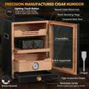Tesonway Cigar Humidor, Desktop Cigar Humidor Cabinet Light Control System with Spanish Cedar Wood Shelves, Hygrometer, 3 Humidifiers and Cigar Accessories Drawer, Father's Day Gift for Men (Black)