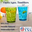 US Acrylic Optix Plastic Reusable Drinking Glasses (Set of 8) 14oz Rocks Cups in Jewel Tone Colors | BPA-Free Tumblers, Made in USA | Top-Rack Dishwasher Safe