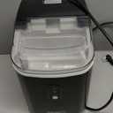 EUHOMY Nugget Ice Maker Countertop with Handle, Ready in 6 Mins, 34lbs Per Day, Removable Top Cover, Auto-Cleaning, Portable Sonic Ice Maker with Basket and Scoop, for Home/Party/RV/Camping (Black)