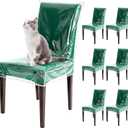 Clear Dining Chair Covers Heavy-Duty Plastic Waterproof Stool Seat Protectors W/21 x D/18 Dining Room Kitchen Outdoor Easy Clean Cover from Pet Claws Cat Scratch Dust Stain Spill Pet Hair(6)