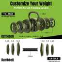 Hezeyferg 2-in-1 Adjustable Kettlebell, 15-45 LB Kettlebells Weight Set with Wide Grip, 4.8-30 LB Dumbbell Weights for Home Gym Strength Training