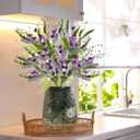Giegxin 6 Bundles Fake Artificial Flowers Bouquet Spring Silk Flowers Arrangements Faux Wildflowers Bouquets Stems Fake Plants for Wedding Table Centerpiece Rustic Home Vase Floral Table(Lavender)