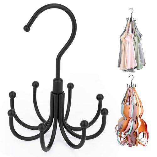 ZEDODIER Tank Top Hanger, 2 Pack Rotatable Bra Organzier for Closet, Max 48 Storage Capacity Sport Bra Holder, Metal Space Saving Closet Organizers and Storage, Black