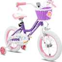 JOYSTAR Angel Girls Bike for Toddlers and Kids Ages 2-13 Years Old, 12 14 16 18 20 Inch Kids Bike with Training Wheels & Basket, 20 24 Inch Girls Bicycle with Handbrake & Kickstand (Purple)