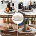 Wood Round Tray for Wooden Coffee Table Decor, Wood Raise Candle Tray Holder Plate,Farmhouse Small Decorative Trays Beade, Rustic Serving Tray for Kitchen Table, Home Decor, Living Room, Brown