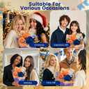 2 x TINGE TIME Preserved Flowers Bouquet, Orange & Navy Blue Roses Gift Bouquet, Eternal Roses Bouquet for Wedding, Table Centerpieces, Mothers Day, Birthday Gifts, Anniversary, Graduation