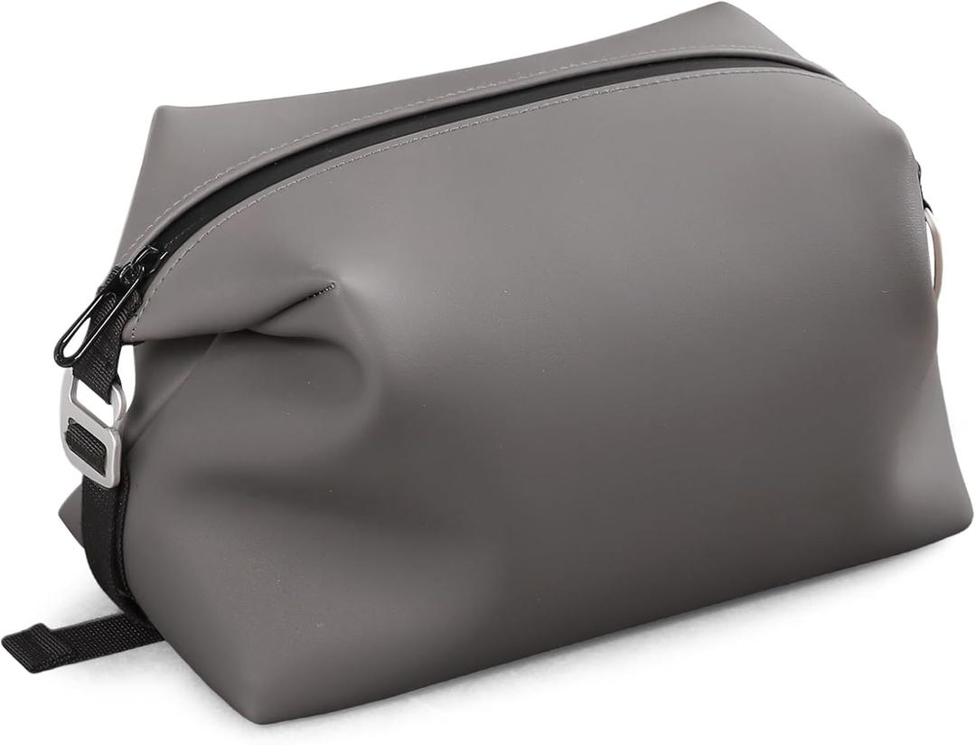 Vomgomfom 6L 13 Inch Silicone Toiletry Bag, Waterproof Leakproof Travel Cosmetic Organizer, Adjustable G-Buckle Compression Dopp Kit, Foldable Makeup Bag for Women & Men (Grey, 13" 6L)