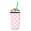 Reusable Neoprene Insulator Sleeve for Iced Coffee Cold Soda Cups, Cute Durable Drink Sleeve for Cold Beverages, Medium 22-28oz Cup Sleeve Cute Pink Checkerboard