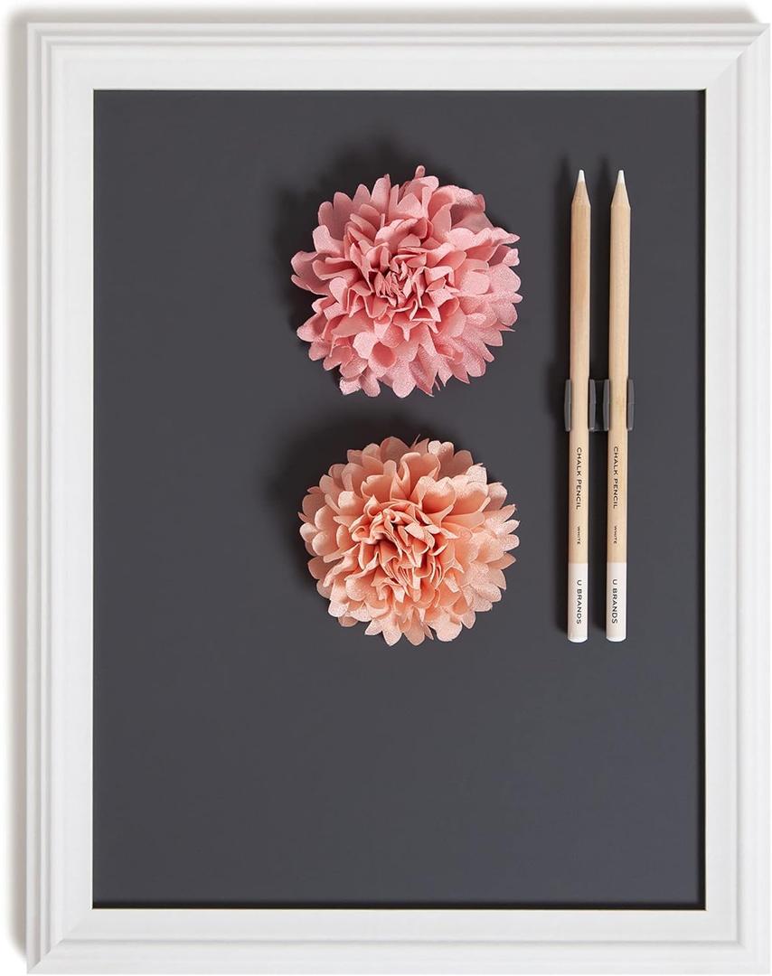 U Brands Magnetic Chalkboard with Decorative Frame, Office Supplies, Includes Magnets and Chalk Pencils, 11 x 14