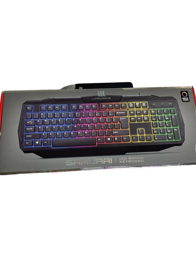 Keyboard Led Gaming Samurai Lighting Effects Black Rainbow Computer Desktop