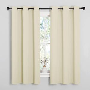 NICETOWN Kitchen Curtains for Decoration, Thermal Insulated Grommet Room Darkening Draperies/Panels for Laundry (Beige, 2 Panels, W42 x L63 inches)