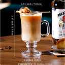 Set of 6 Clear Glass Goblet Mugs with Handles, 8 Oz - Perfect for Irish Coffee, Latte, Cappuccino, Smoothie and All Hot & Cold Beverages