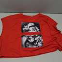 WDIRARA Women's Graphic Print Cap Sleeve Crop Top Crewneck Short Sleeve Tee Y2k T Shirt, Size S (Red)