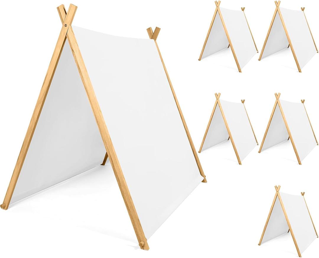 6 Pack Teepee Tents Bulk, Sleepover Play Tents Washable Foldable Teepee Shelter for Indoor Outdoor Slumber Pajama Party(White), 46.5" L X 43.3" H X 34.6" W